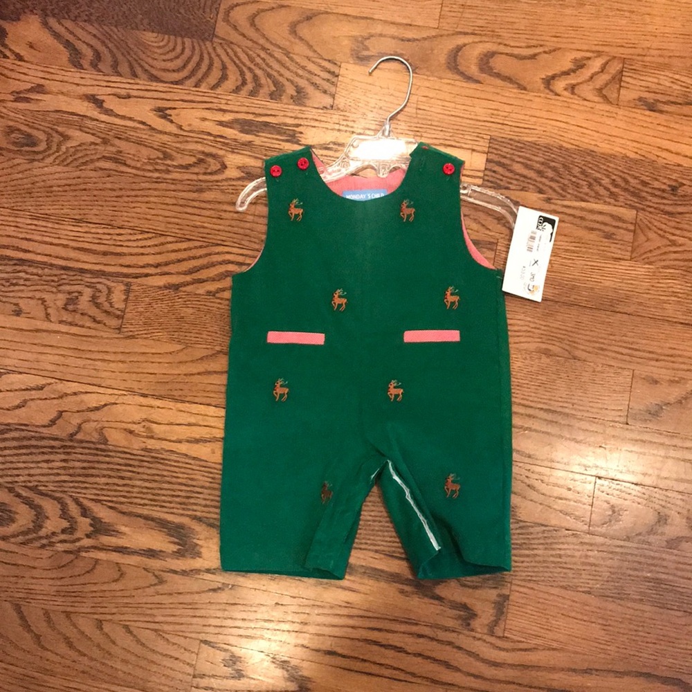 Monday’s child green corduroy reindeer longall